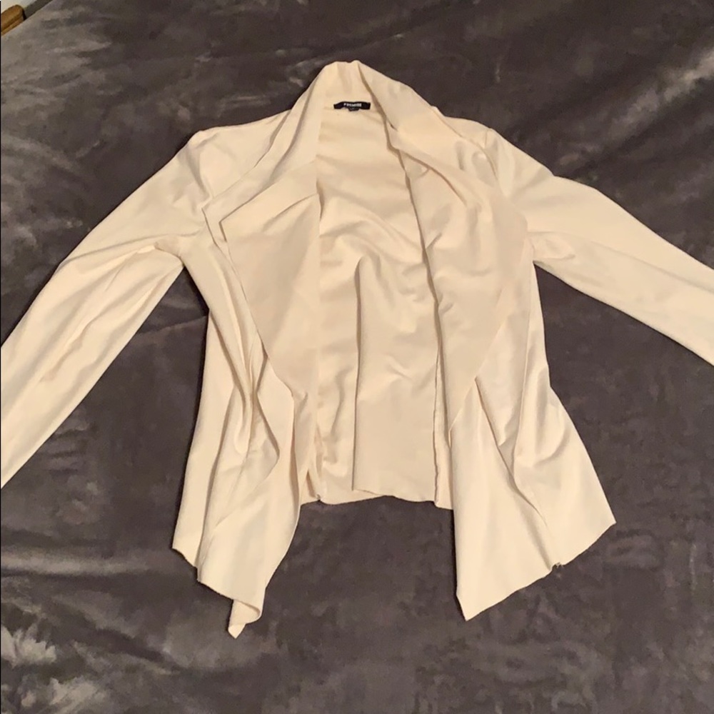 Cream suede blazer cardigan